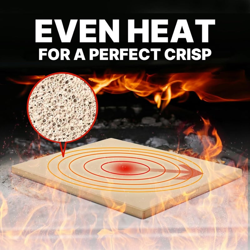 LAMPIZZERIA Large 16"x14" Pizza Stone for Outdoor Cooking, Grill & Camping Cordierite Baking Stone with Non-Slip Handles High Heat Resistance - Image 4